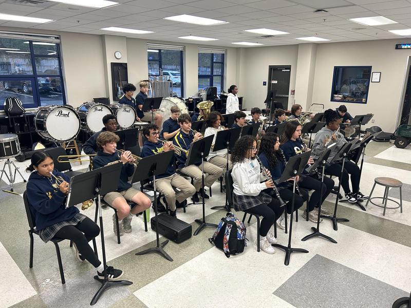 Members of the St. Joseph Catholic School band rehearse for the “Gifts of the Season” annual Christmas concert. The concert is set for 2 p.m. Sunday, Dec. 14, in the St. Joe Fine Arts auditorium. Admission is free, but guests are asked to donate toys for children who might otherwise not receive a Christmas gift. Pictured are, back row from left: Clarence Ngong, Jonathan Mai, Walt Dickerson, Kingsley Horlings, Luke Price and Chase Tanner. Middle row: Jazmin Tovar, George Greene, Estephan Choufani, William Brown, Brian Maldonado, Wyatt Brown, Alex Glass, James Dukes and Jonah Murphy. Front row: Lauryn Blue, Valeria Valdez, Haley Ward and Mackenzie Maberry.