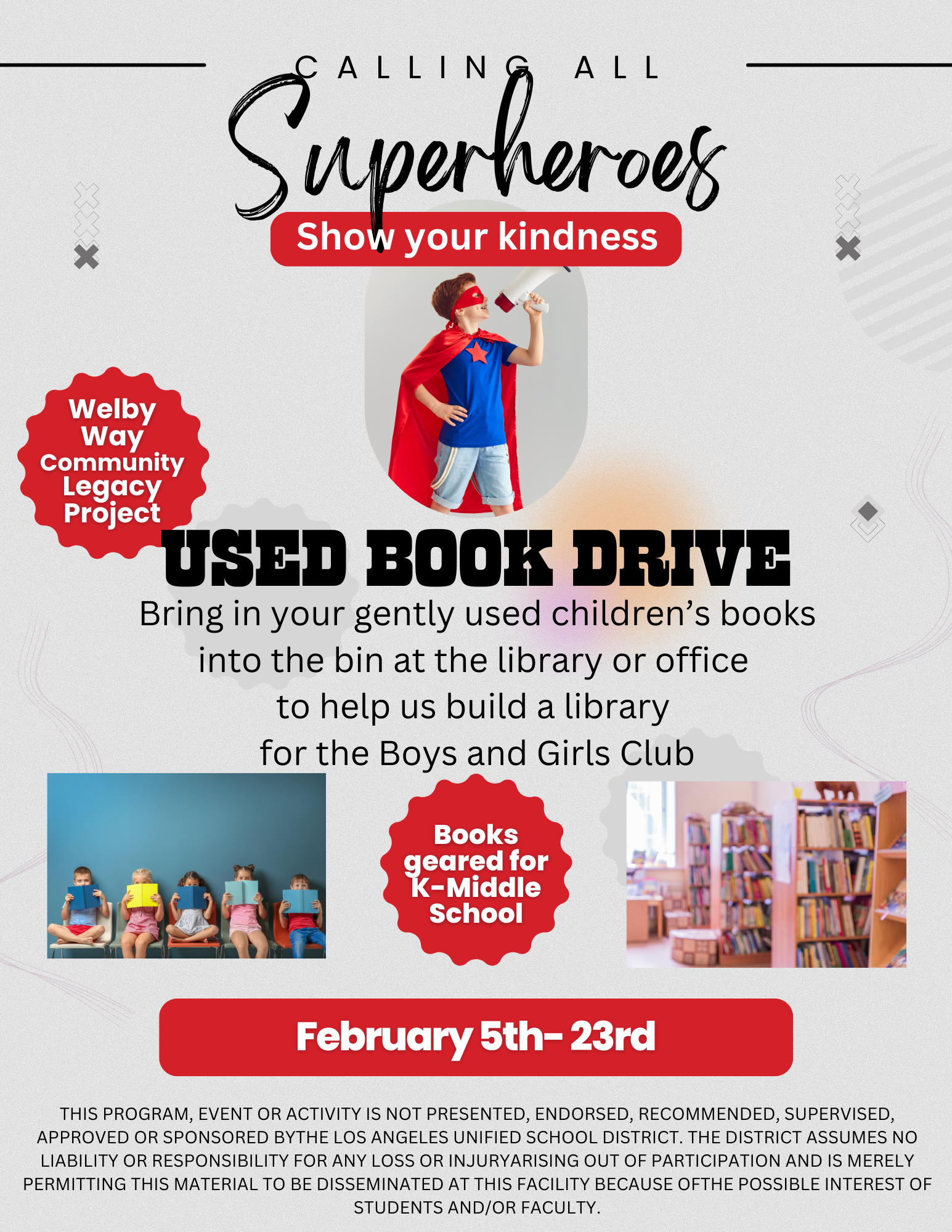 Book Drive – School Events – Welby Way Charter Elementary and Gifted ...