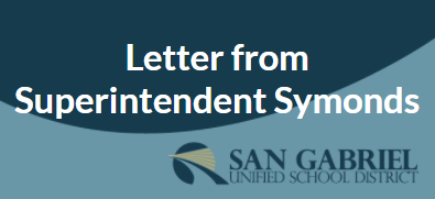 Letter from Superintendent Symonds