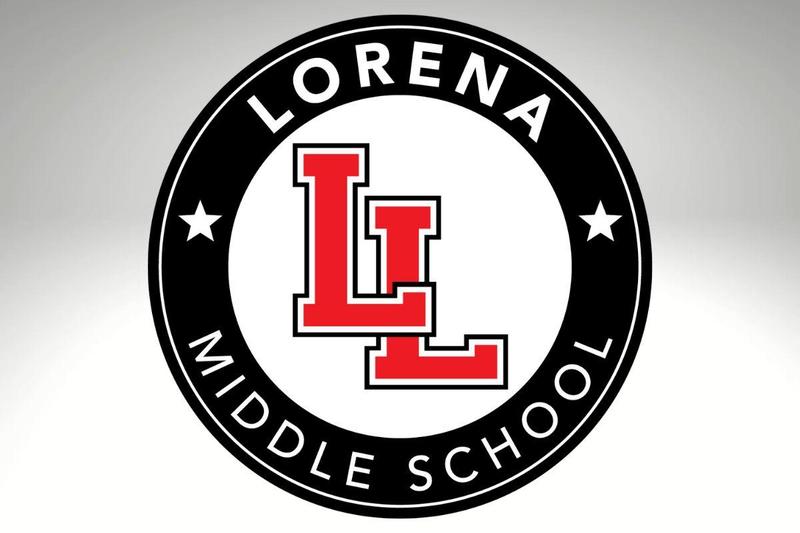 Red LL logo in the middle of a black circle that says Lorena Middle School