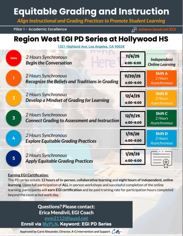 Flyer for PD Series at Hollywood HS