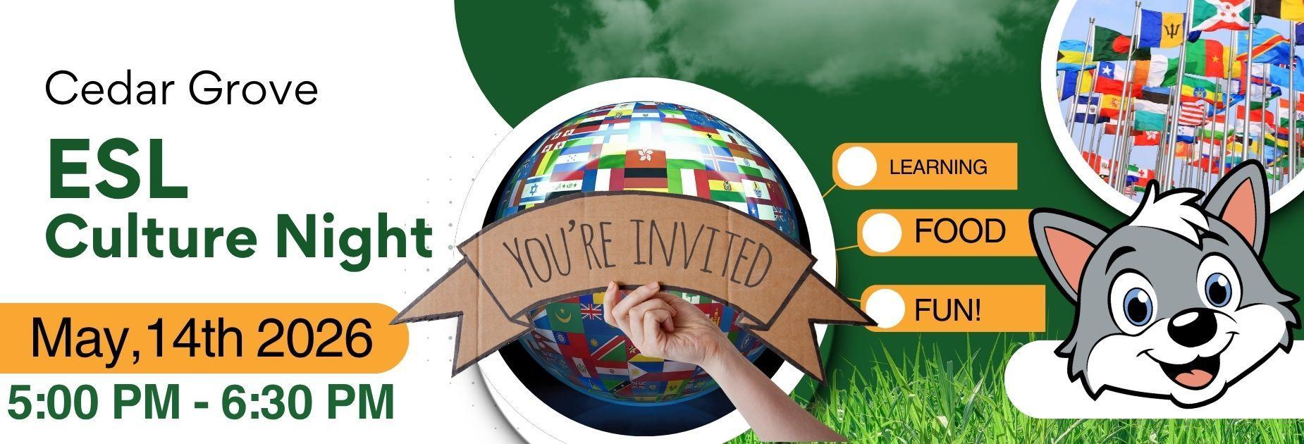 ESL Family NIGHT May 14th 5:00 PM - 6:30 PM