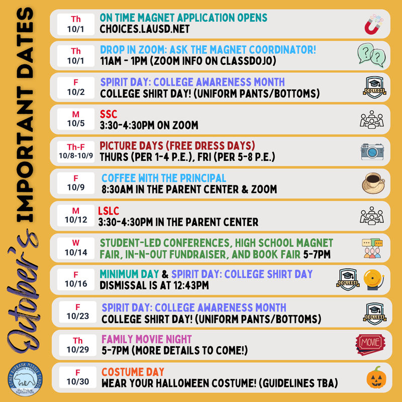 oct important dates