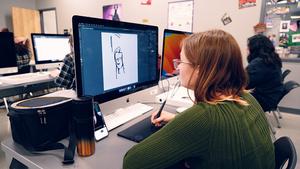 Student working on computer