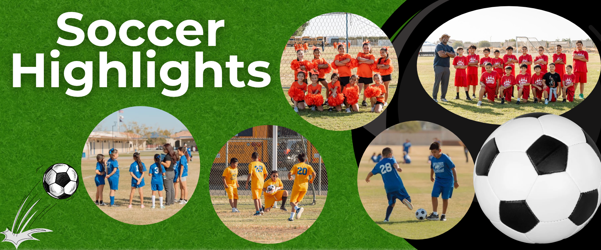 Collage of soccer highlights featuring players in various actions and formations.