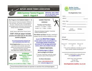 flyer for tennis -  information in article