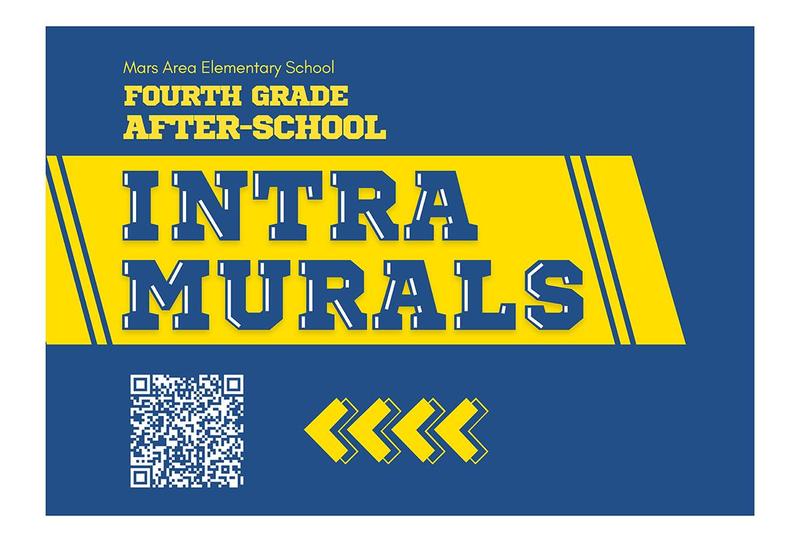 a yellow and blue design with the words Intramurals