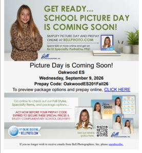 Picture Day prepay code and information