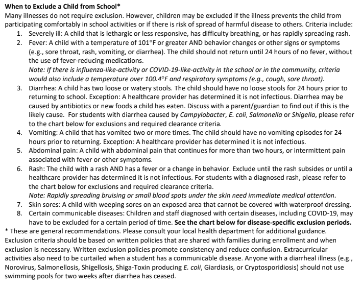 When to keep your child home info