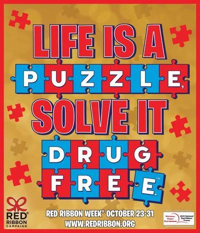 Red Ribbon Week Life is a Puzzle Solve It Drug Free