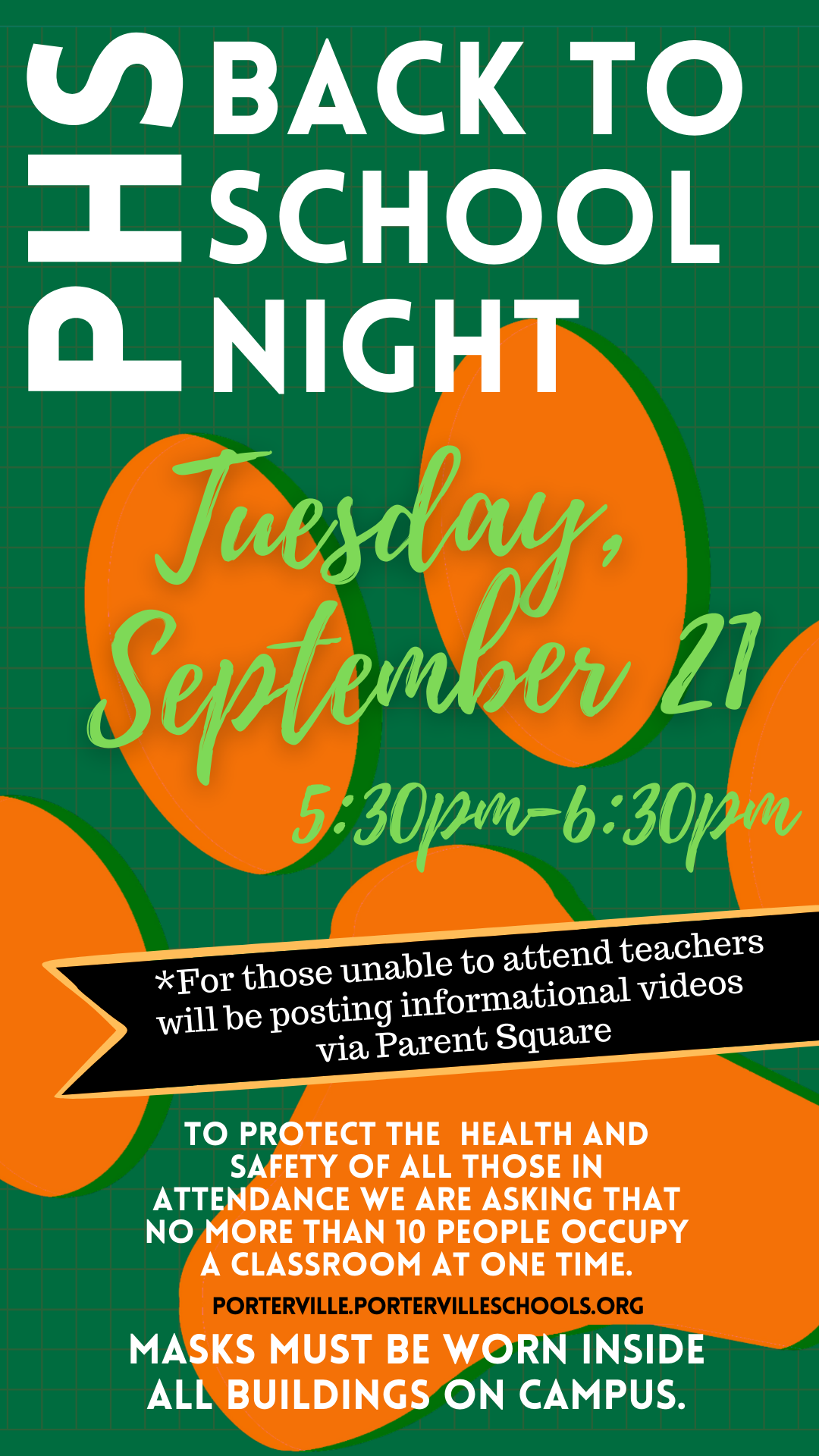 Back to School Night is TONIGHT! Porterville High School