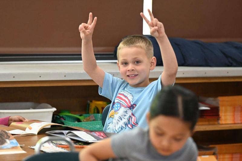student in class