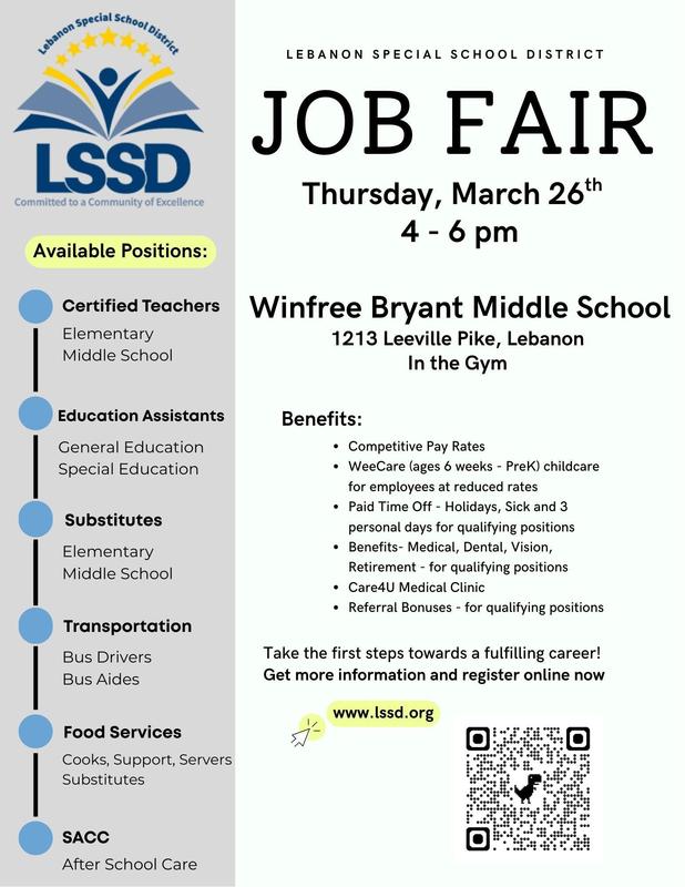 LSSD Job Fair 3/26 4 - 6 pm Winfree Bryant Gym