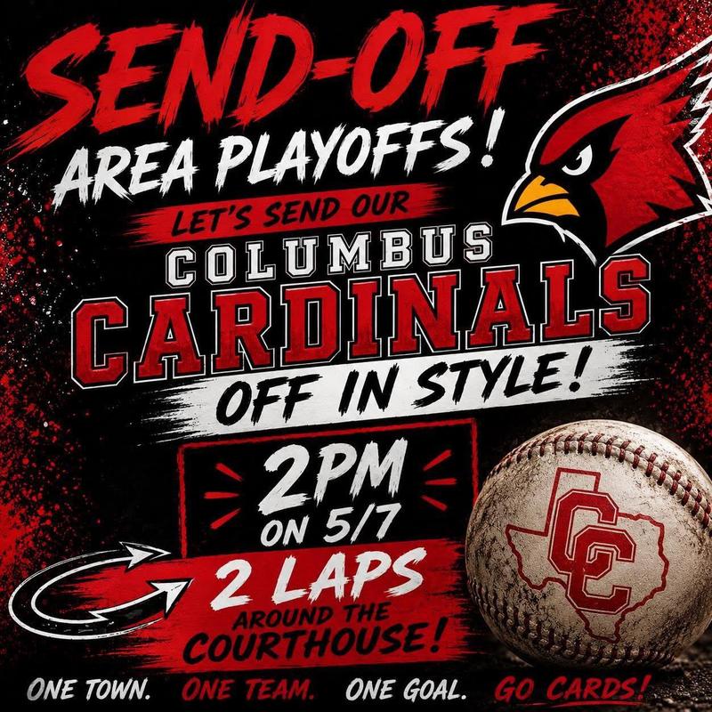 Cardinal send off at the courthouse at 2pm today