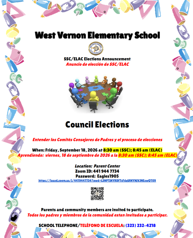 SSC/ELAC Elections/Elecciones de SSC y ELAC