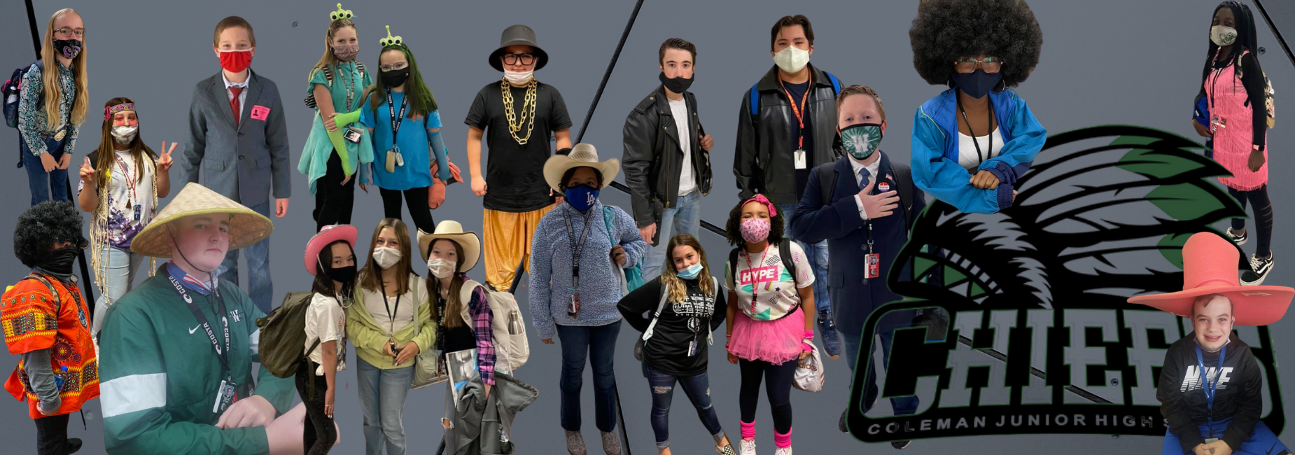 collage of students dressed up for spirit week