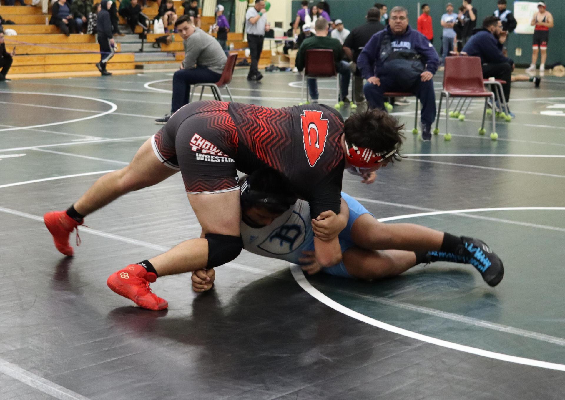 wrestlers in action at the Hawks invitational