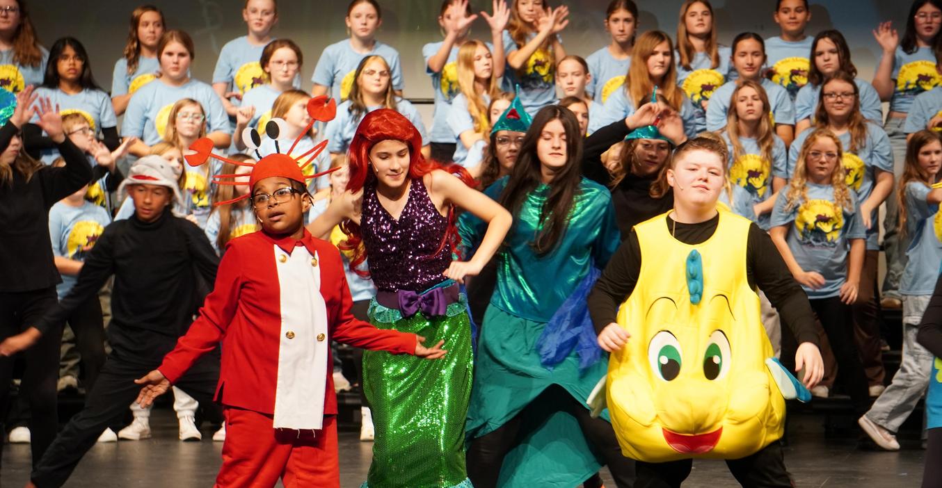 Middle school students enjoy performing their fall musical "The Little Mermaid."