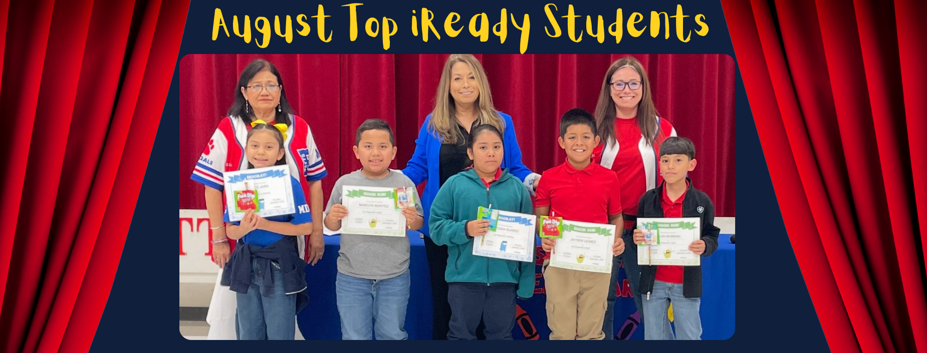 August Top iReady Students
students pictured with computer lab managers and principal