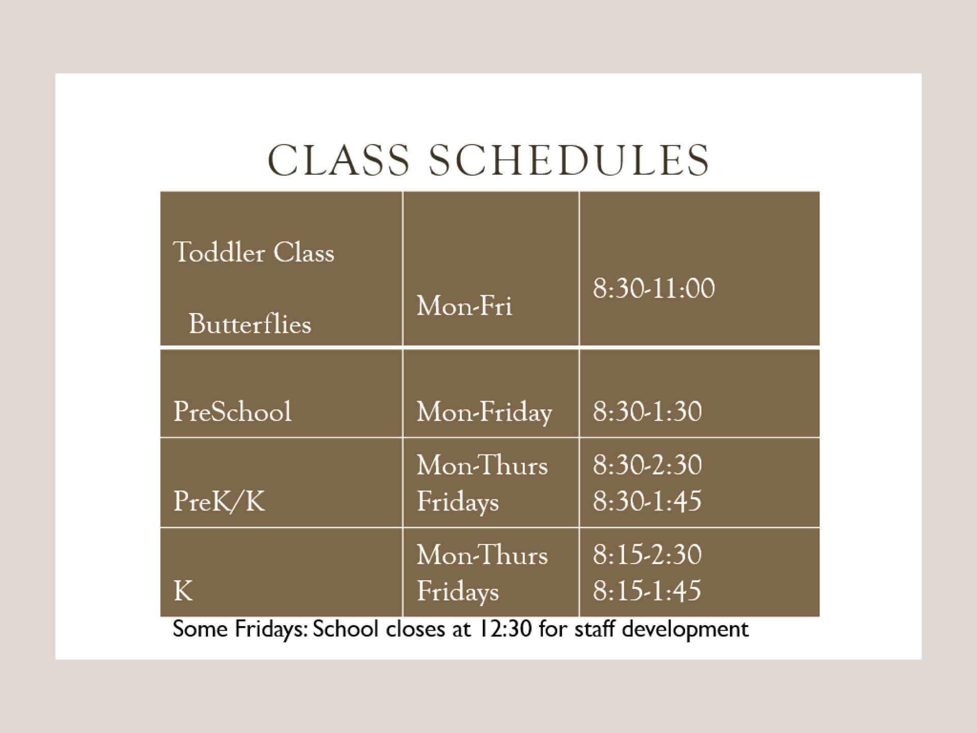 ECE Bell Schedule