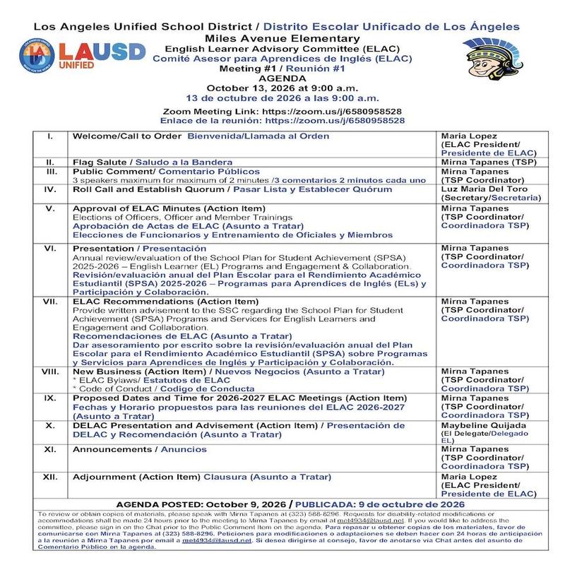 ELAC Meeting Agenda