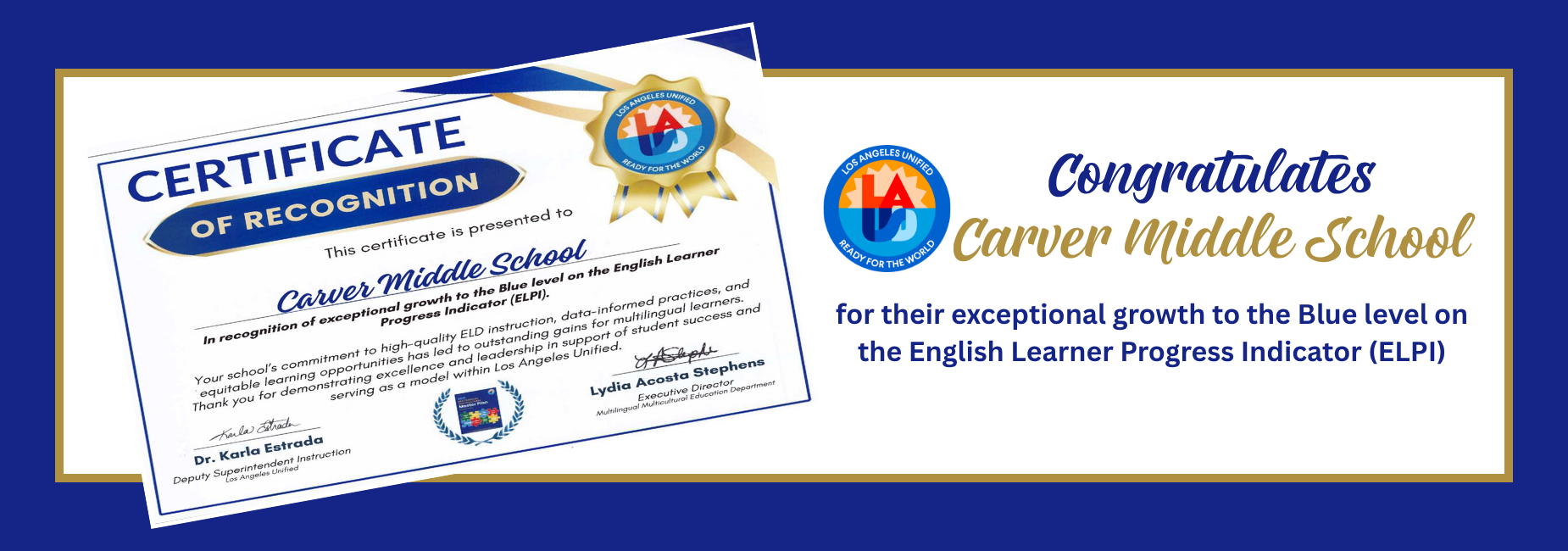 Cerficate of Recognition English Learner Progress Indicator