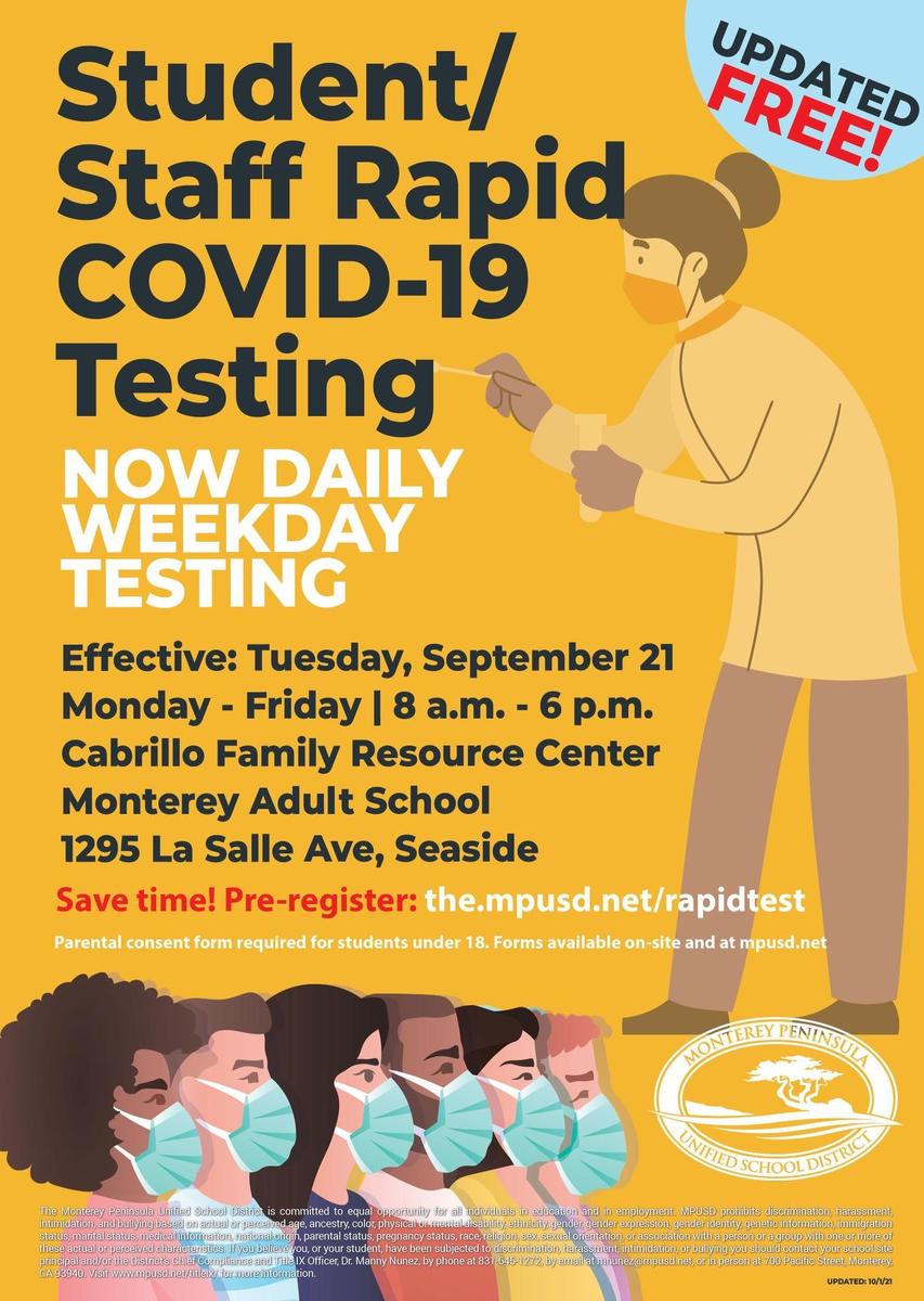 COVID Rapid Test Updated Times