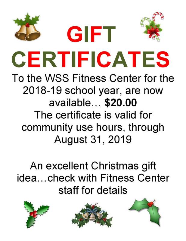 Buy a Gift Certificate for the WSS Fitness Center for Christmas
