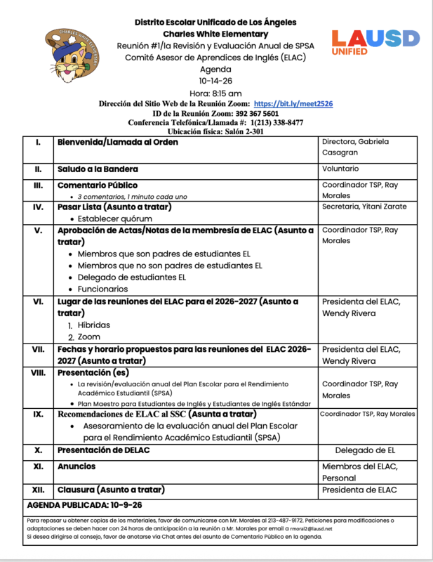 Agenda Spanish