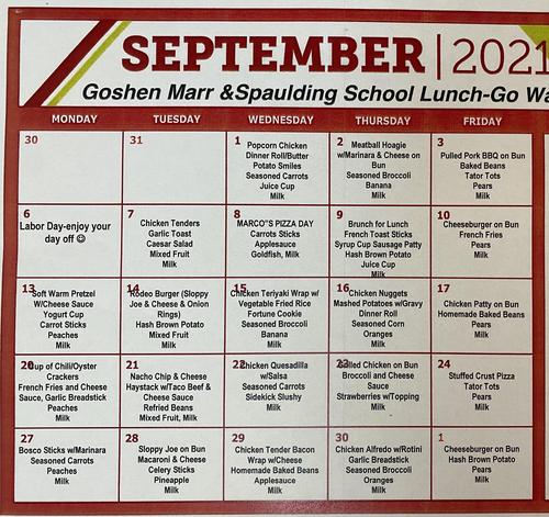 September Lunch Menu