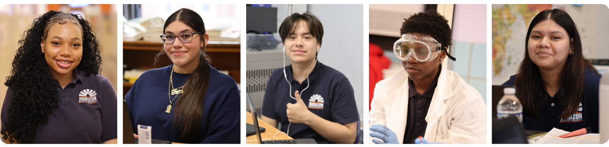 Collage of five individual student portraits