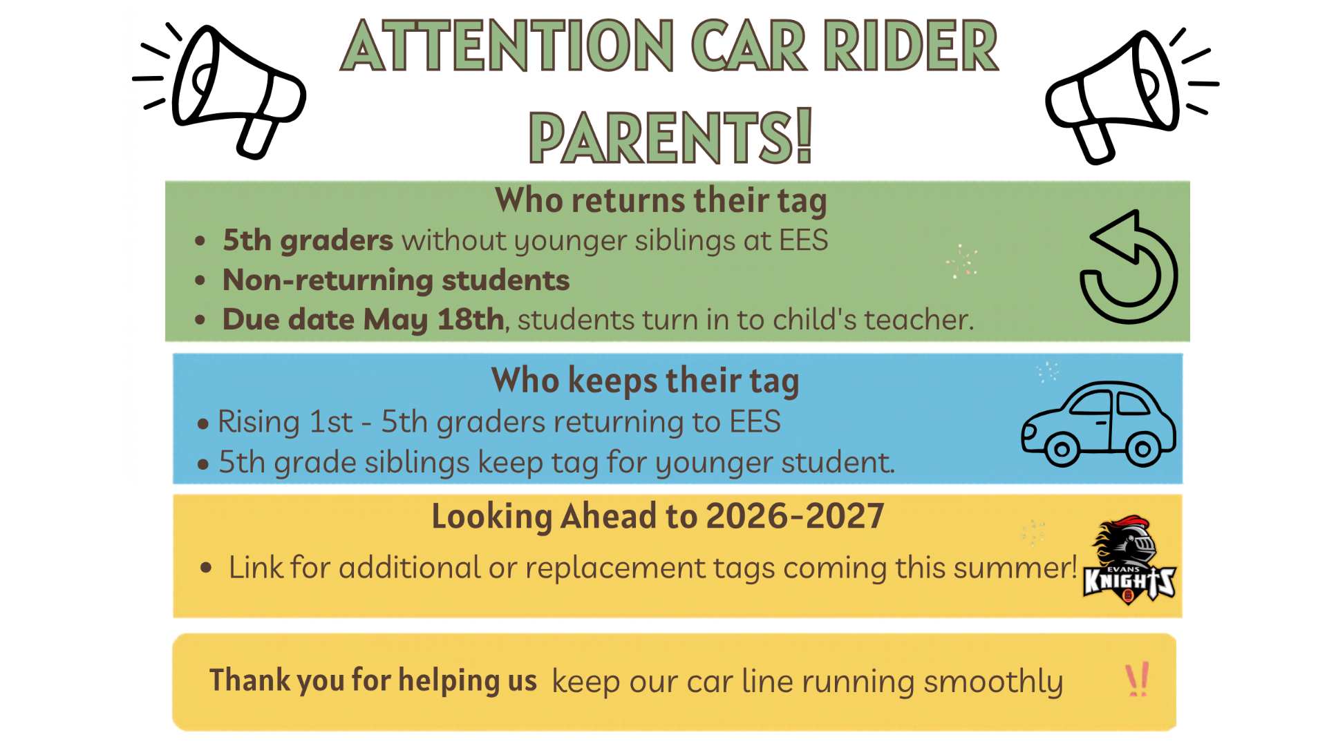 Car Rider Tag Return
