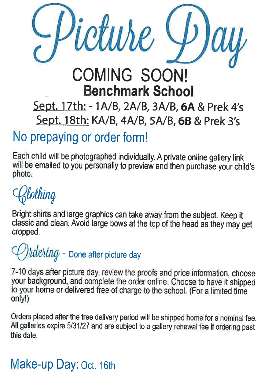 School Pictures Sept. 17th & 18th, 2026 Featured Photo