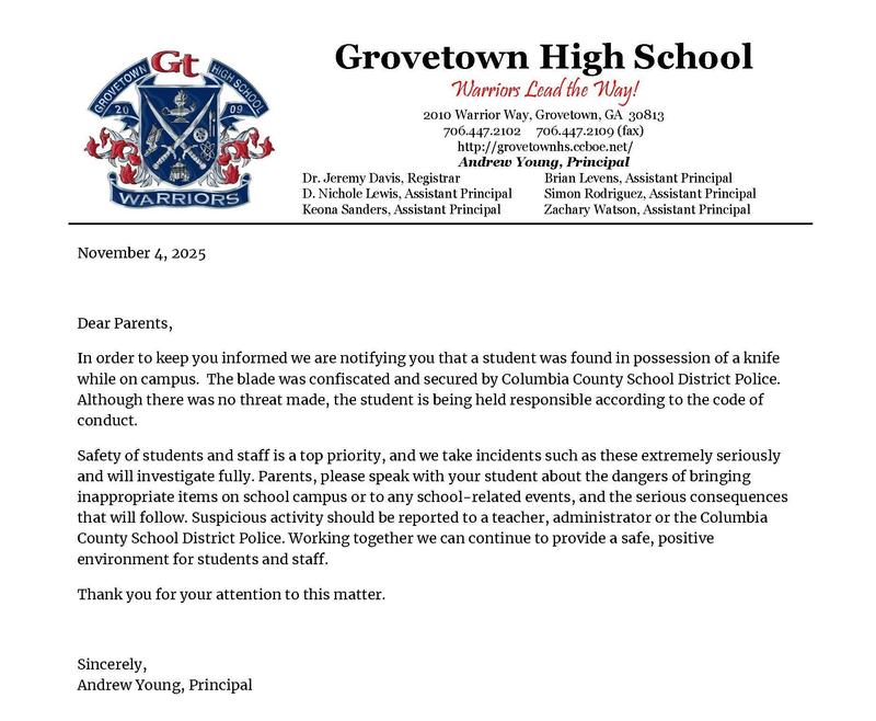 parent notificiation