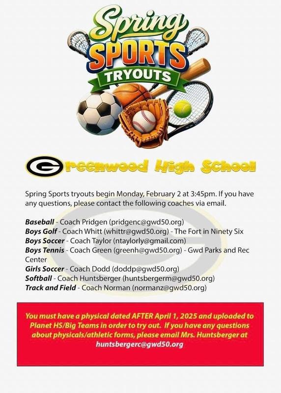 Spring Sports Tryout Info - GHS Featured Photo