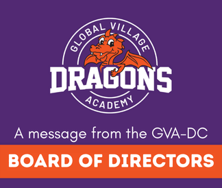 GVA-DC Dragon logo on purple background with text A Message from the BOD