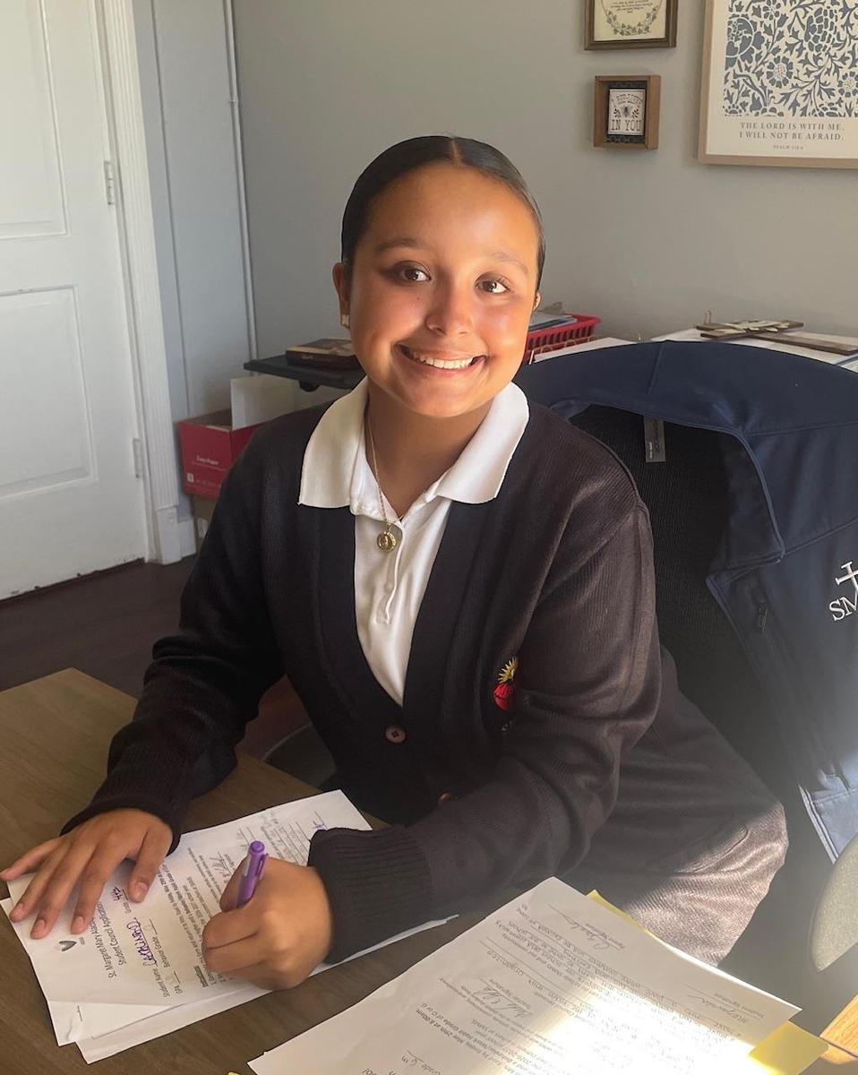 girl at a desk