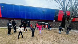 BHS and Davis students outside