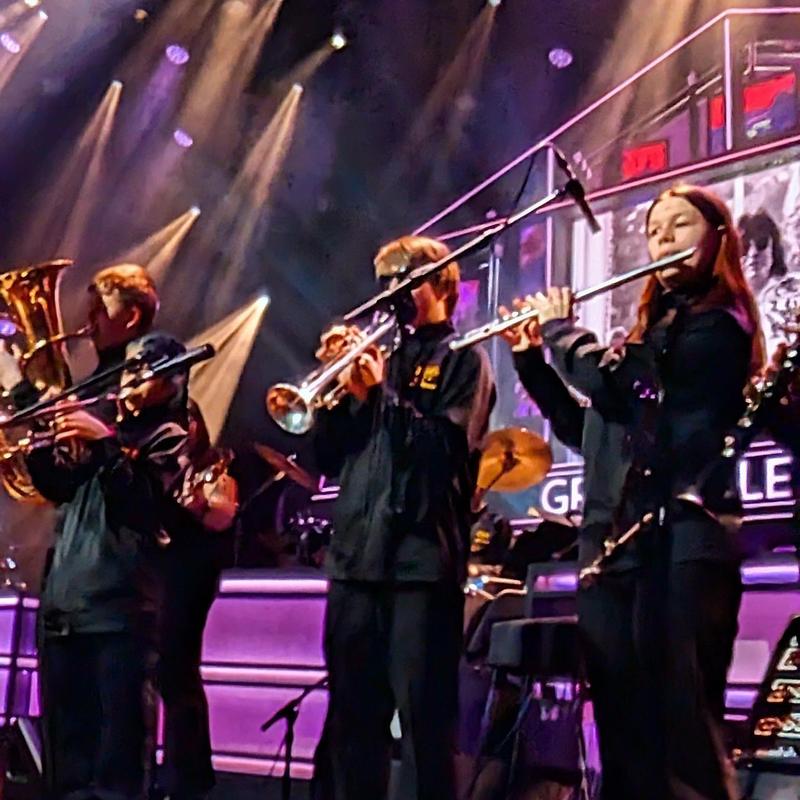 TSB Jazz Band students perform on brass and woodwind instruments at the Grand Ole Opry.