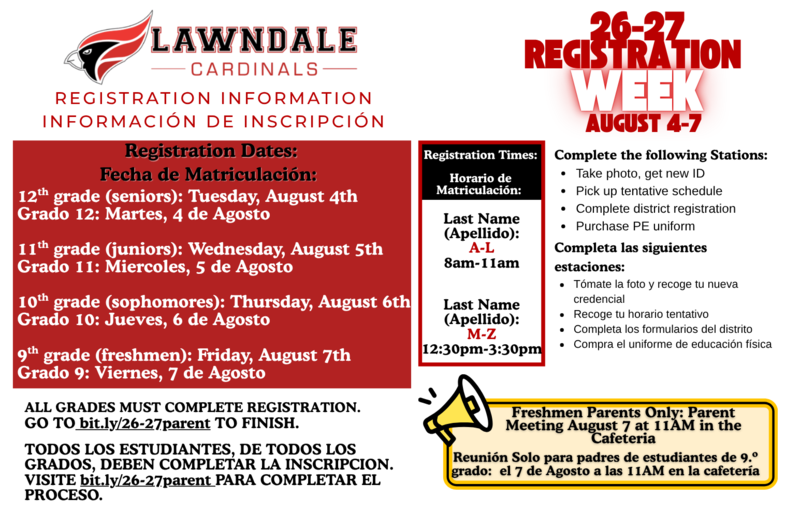 Event flyer with registration details for students and parents.