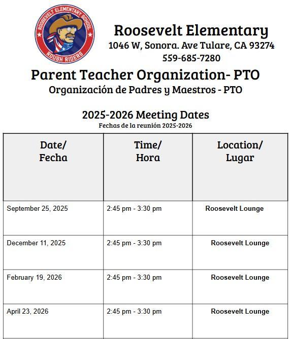PTO meeting dates
