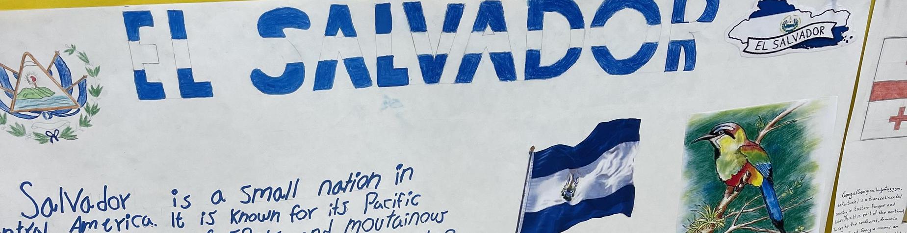 A detailed poster about Central America including landscapes and cultural elements.