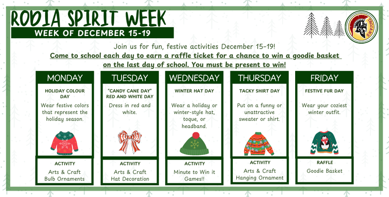 Spirit Week Flyer december 15-19