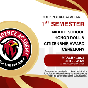 Middle School Awards ceremony on March 4th at 9am
