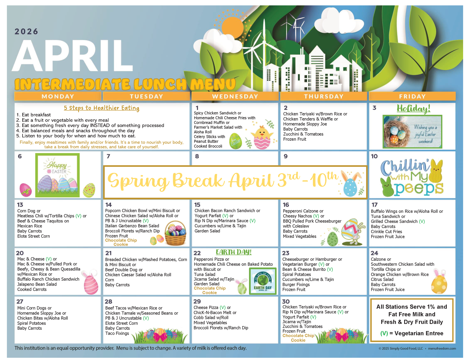 Intermediate Lunch Menu (click to view)