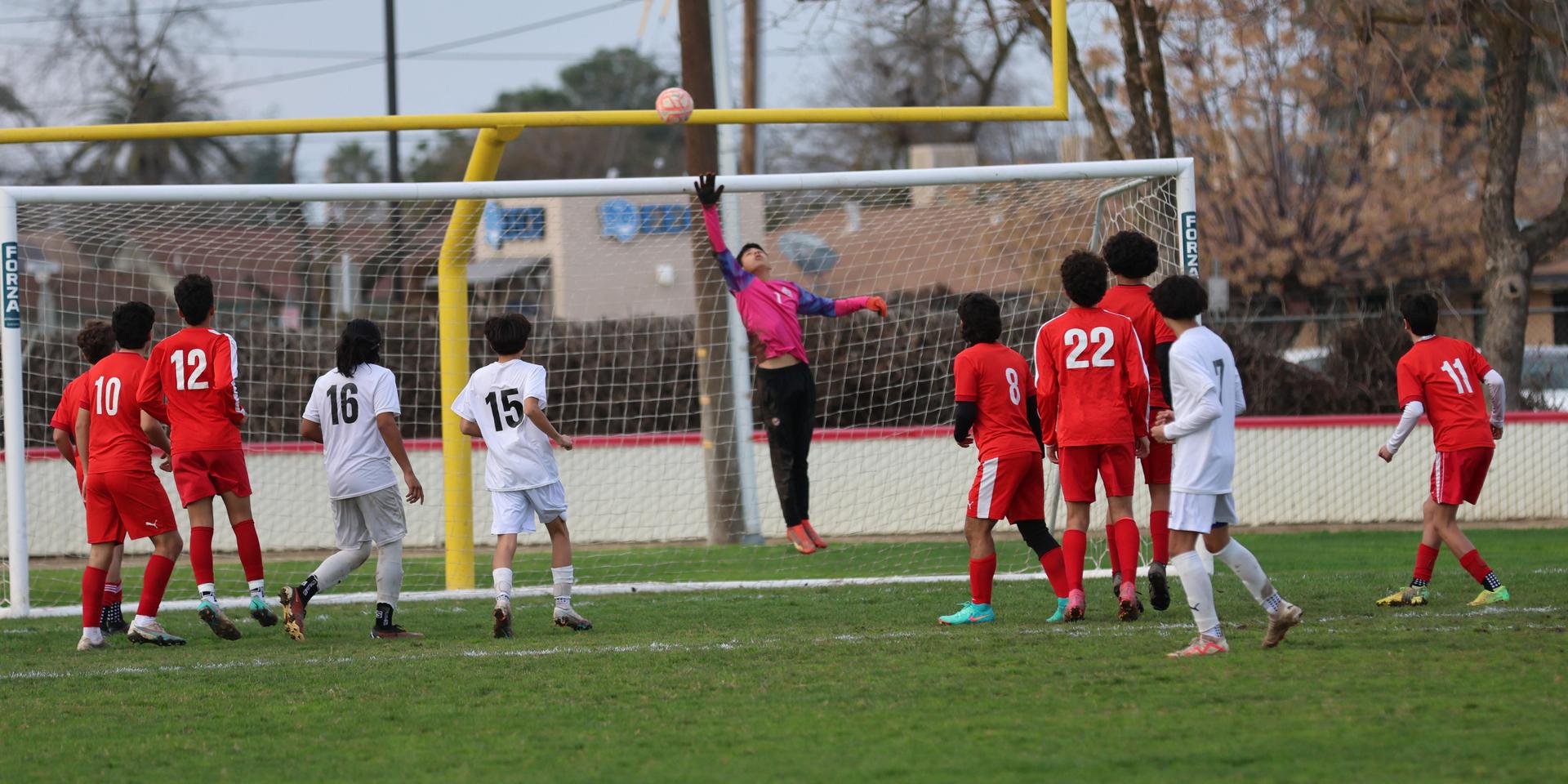junior varsity boys playing soccer against washington union