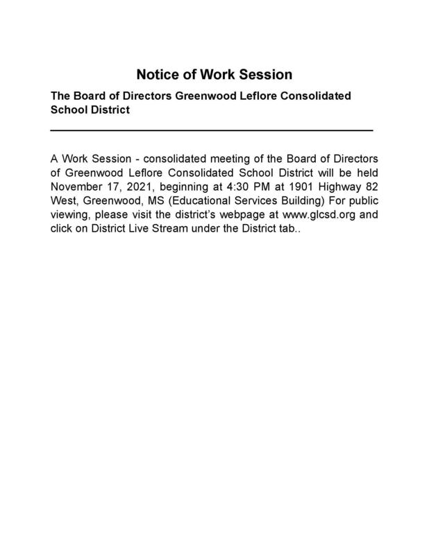 Notice of Board Work Session Featured Photo