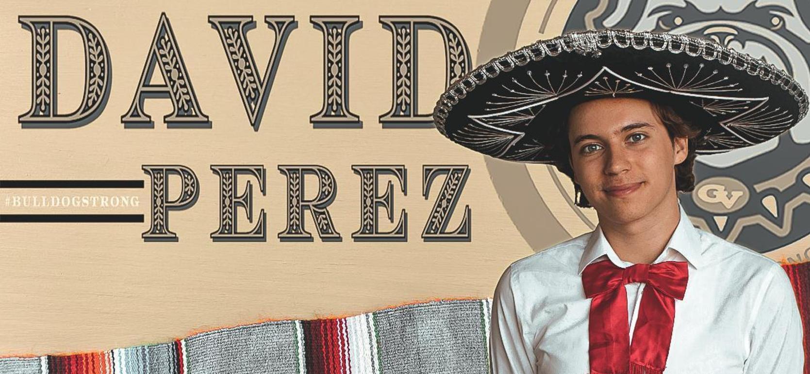 Man wearing a sombrero and bow tie, with a colorful blanket behind him.