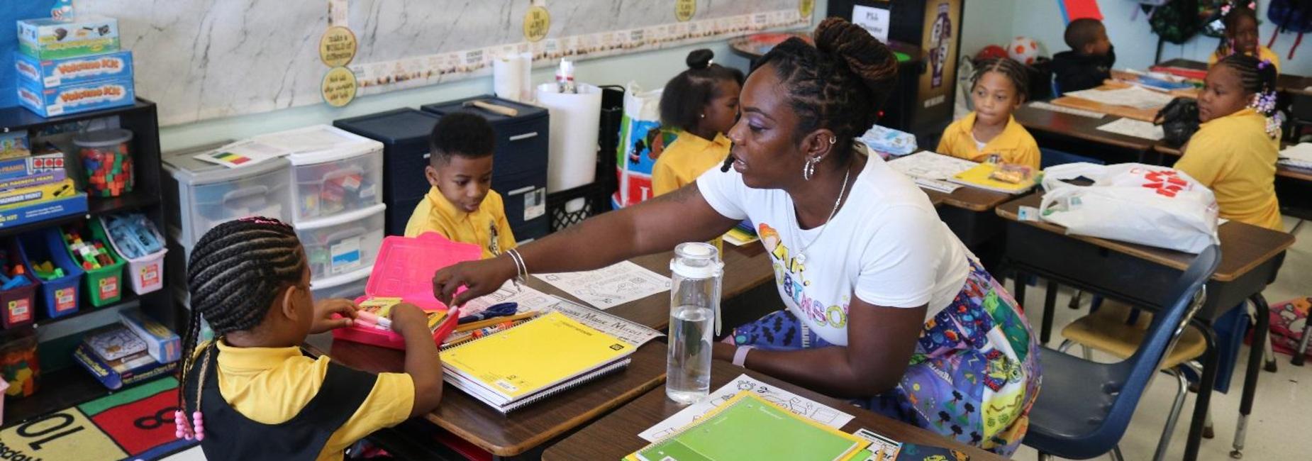 teacher in classroom with students