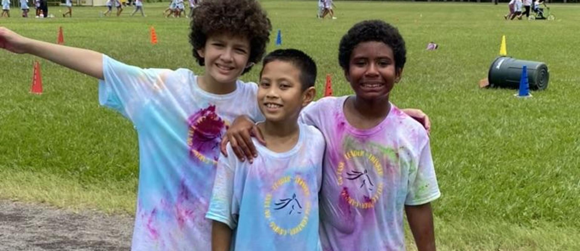 Students posing at Rainbow Run